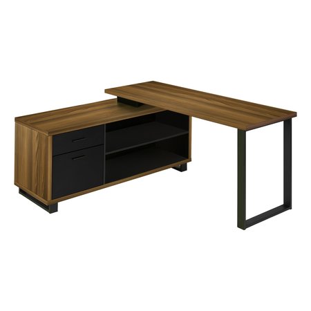 MONARCH SPECIALTIES Computer Desk, Home Office, Corner, Storage Drawers, 72"L, L Shape, Work, Laptop, Metal, Walnut I 7711